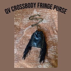 QV black fringe purse crossbody measurements in photos
